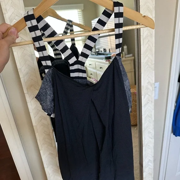 Lululemon Athletica Black Tank with Striped Straps - Picture 2 of 6